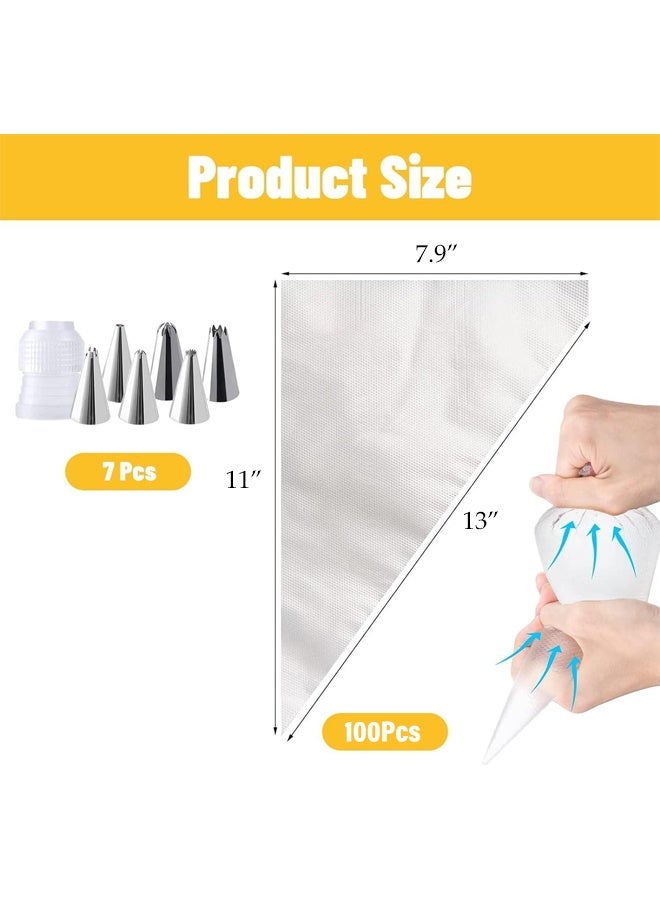 DUNISO Piping Bags and Tips Set, 100Pcs Pastry Bags Disposable for Cakes Decorating Tools Supplies with 1 Couplers, 6 Frosting Tips,Suitable for Cake, Cream Frosting and Cookie Decoration Supplies - Image 2